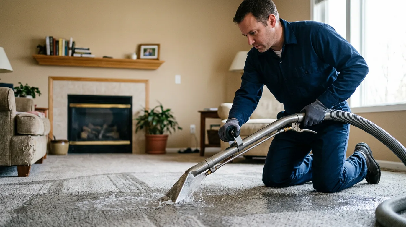 Water damage restoration technician working near Cobalt, CT